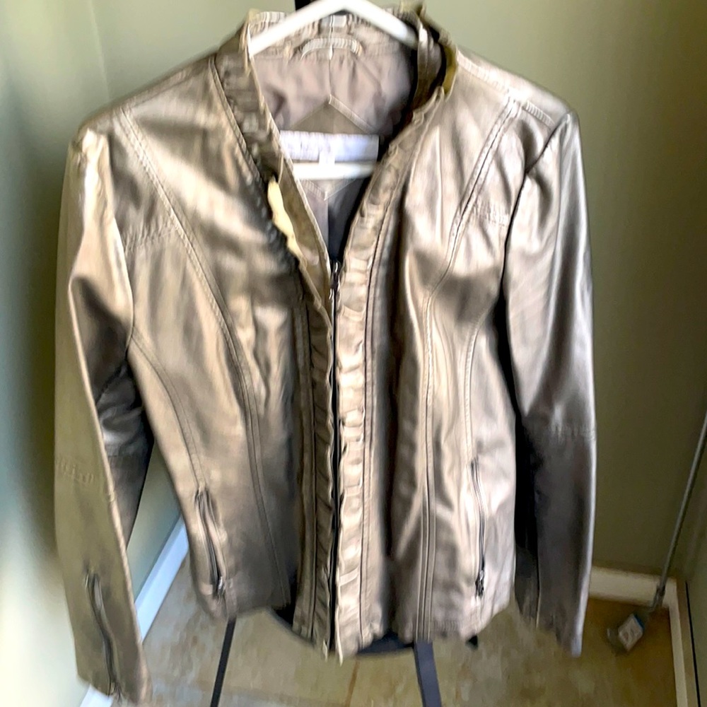Cleo small leather jacket nice metallic grey . Worn twice excellent condition
